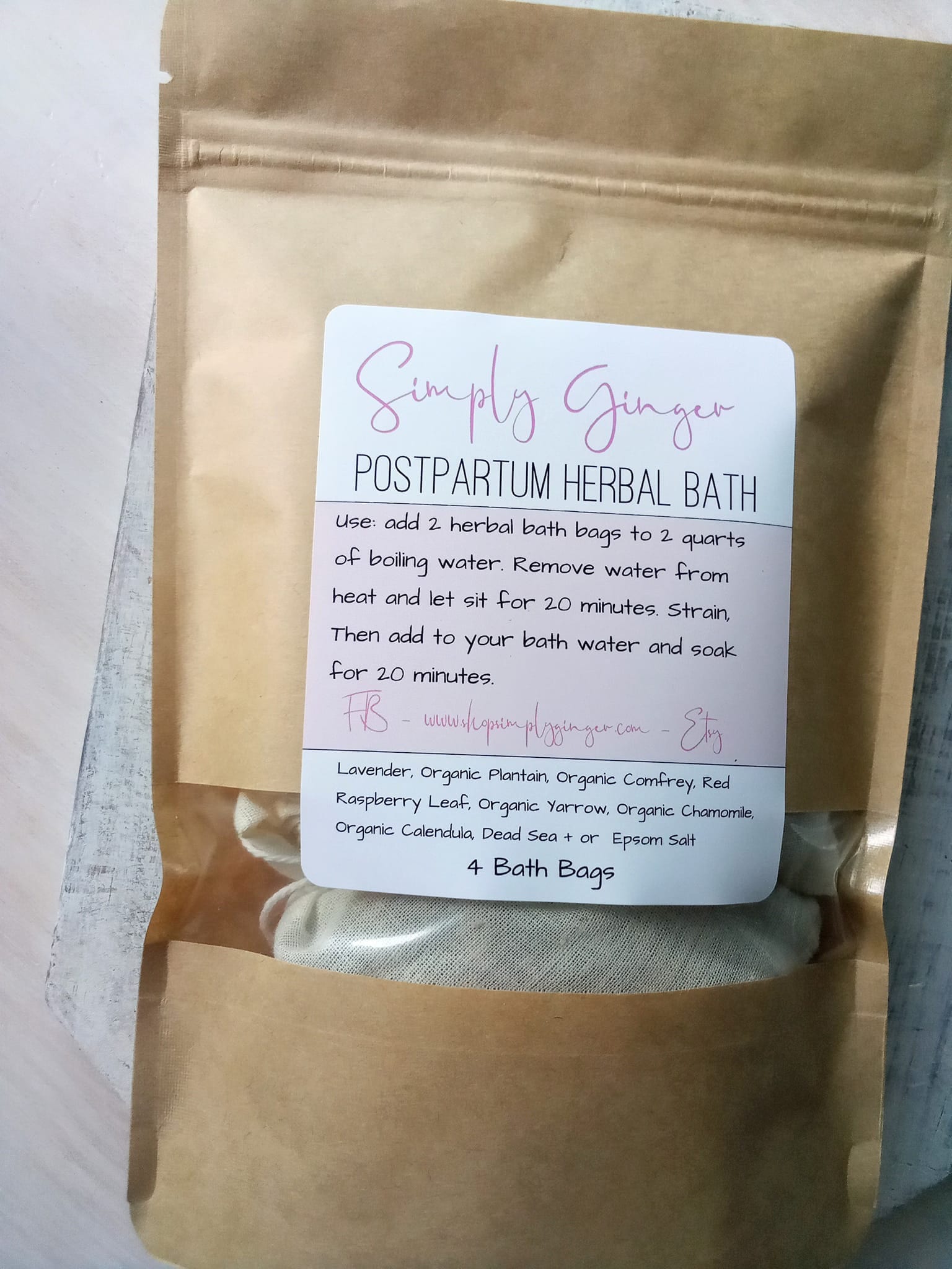 Organic Postpartum Bath Tea Bags Ll Sitz Bath Ll Post Partum Etsy