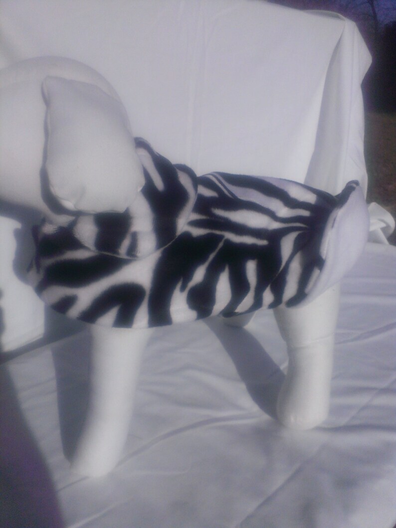 Velboa Fur Zebra White-Black Dog Coat with Fleece Lining
