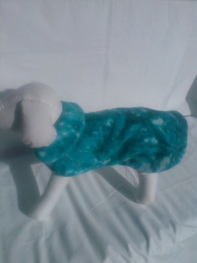 Dog Coat Fleece Print Top Tie-Dye TealFleece Lining