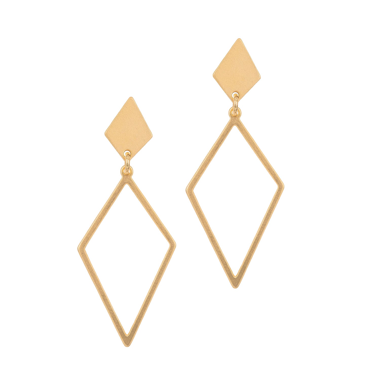 Gold Geometric Stud Earrings Diamond Shaped Earrings Long | Etsy