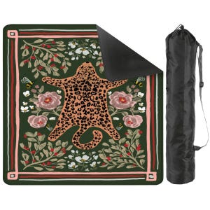 Leopard Mahjong Mat: Soft Maj Game Mat with Storage Bag