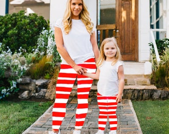 Matching Christmas leggings, Mommy and me Candy Cane leggings, mother daughter set, matching Christmas outfits, toddler Christmas leggings