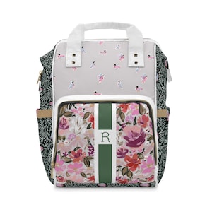 Mallard Duck Diaper Backpack: Floral Preppy Baby Bag, Personalized