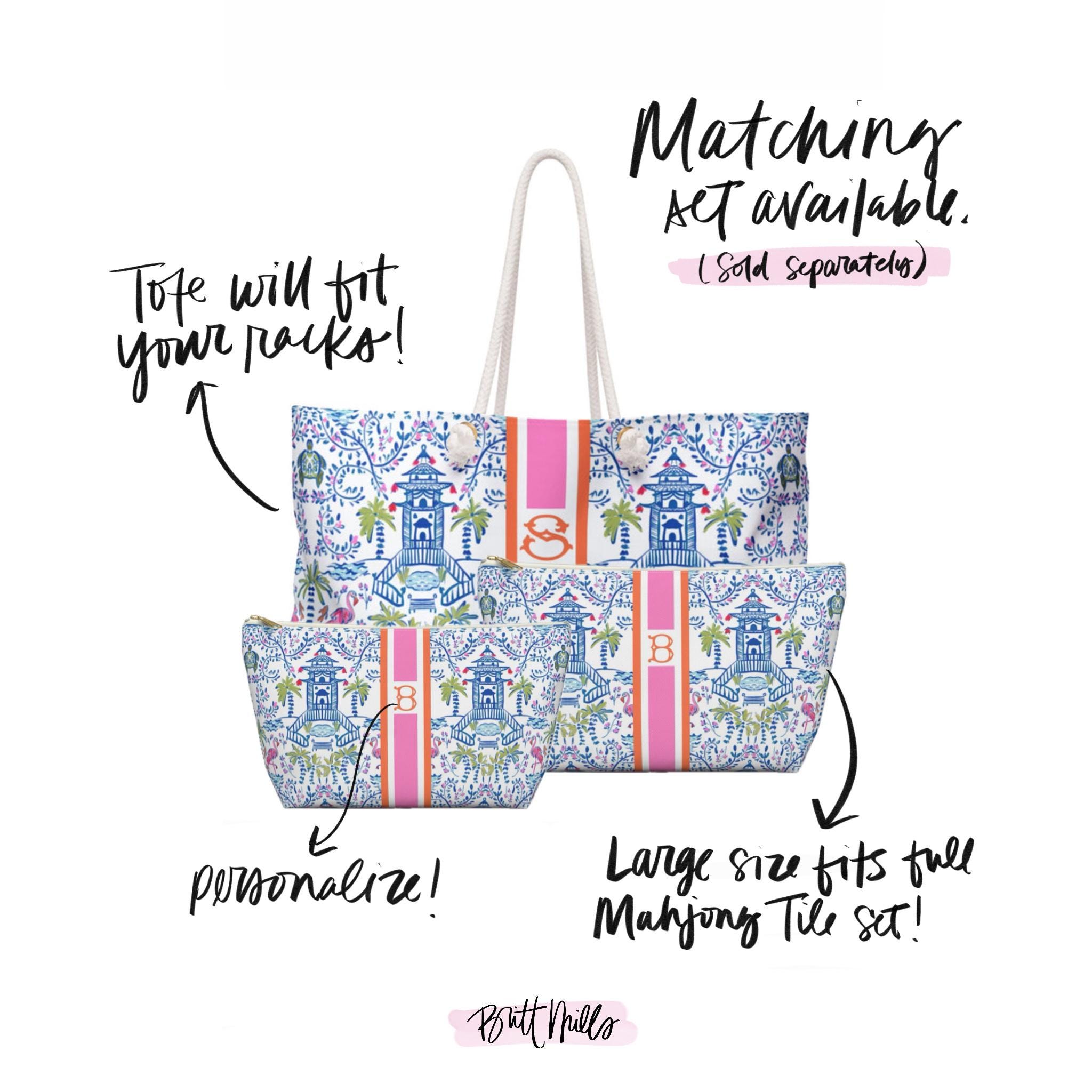 Chinoiserie Mahjong tote, monogrammed tote, Mahj Tote, personalized gift, chinoiserie tote, Mahj Gift, Mahjong Travel Bag, Mahjong Gift