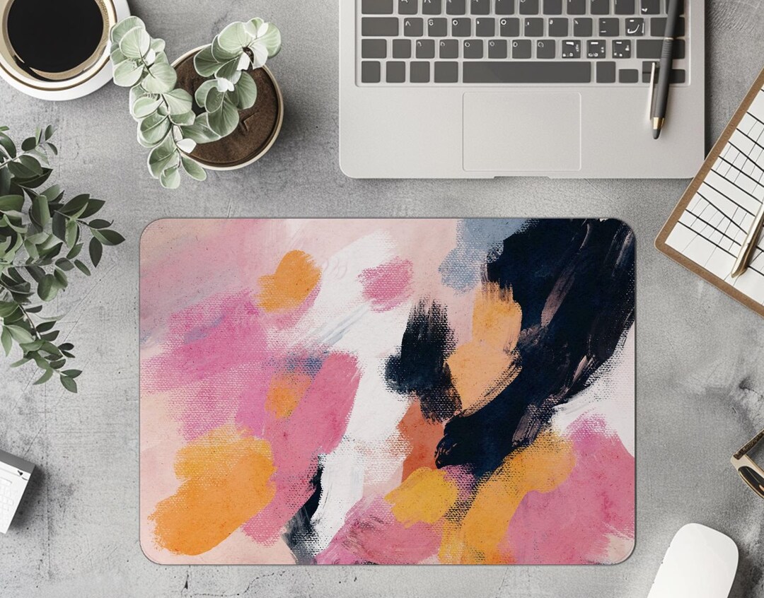 Pink Computer Table Mat Small Abstract Desk Mat, Pink Decorative Desk Mat, Dorm Desk Mat ...