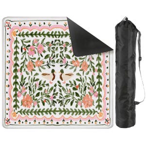 Floral Mahjong Mat: Preppy Game Night Decor, Non-Slip Soft Surface