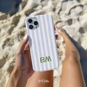 Monogrammed phone case, preppy phone case, personalized gifts, blue and white phone case, initial phone case, personalized phone case