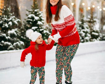 Matching Christmas leggings, Mommy and me Gingerbread leggings, mother daughter set, matching Christmas outfits, toddler Christmas leggings