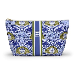 Monogrammed Chinoiserie Mahjong Tile Pouch: Personalized Accessory Bag