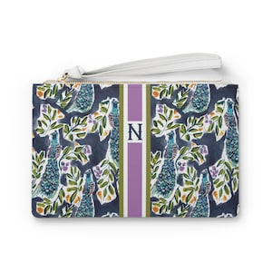Personalized Peacock Mahjong Card Clutch: Faux Leather Maj Card Holder