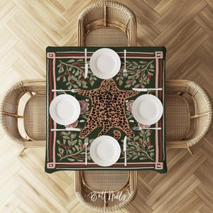 Vintage Style Leopard Tablecloth: Square Mahjong Table Cover