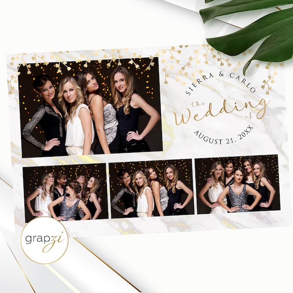 Gold Hearts Marble Photo Booth Template (Digital File)