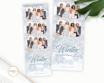 Winter Wonderland Ball Photo Booth Template, 2X6 Photo Postcard (PSD File)  |  SM229A