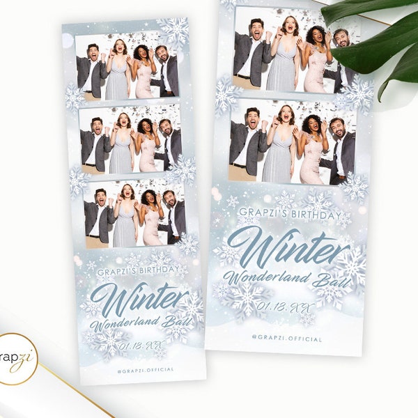 Winter Wonderland Ball Photo Booth Template, 2X6 Photo Postcard (PSD File)  |  SM229A