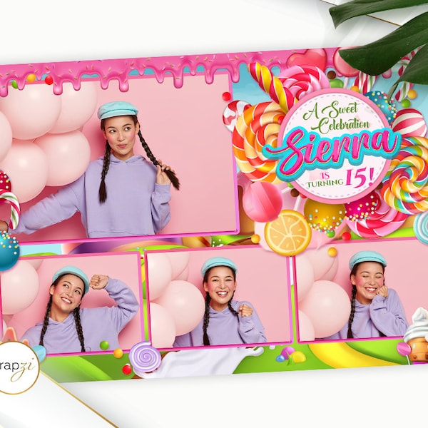 Candy Land, Girl Birthday Celebration, Land of Candy Photo booth, 4x6 Photo Postcard PNG FILE    |     SM248B