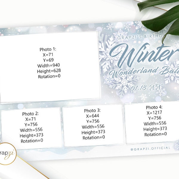 Winter Wonderland Ball Photo Booth Template, Birthday 1x3 Photo Postcard (PNG File) | SM229D