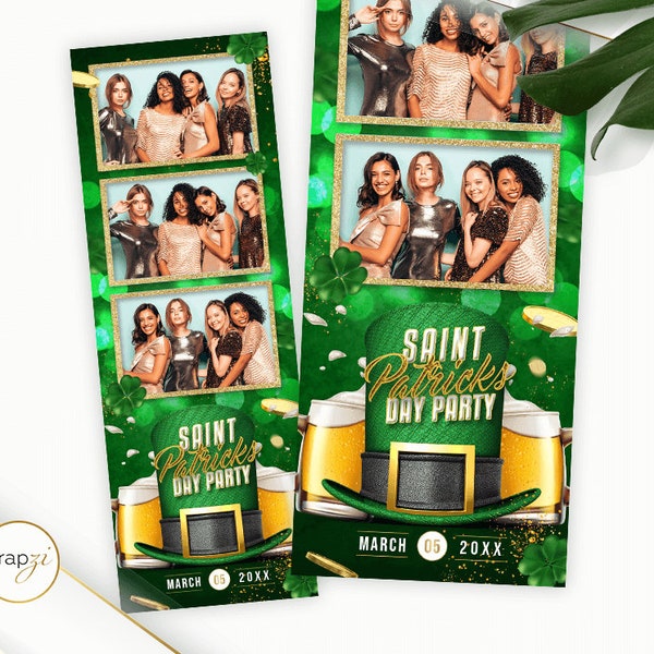 St Patrick's Day Photo Booth Template, St Patrick's Day Birthday, Beer Fest 2x6 Photo Strip (PSD Digital File)  |   SM243A