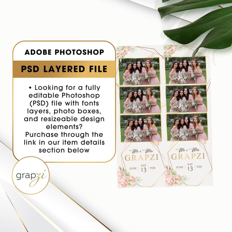 Rose Gold Wedding Photo Booth Frame 2x6 Photo Strips Baptism Etsy