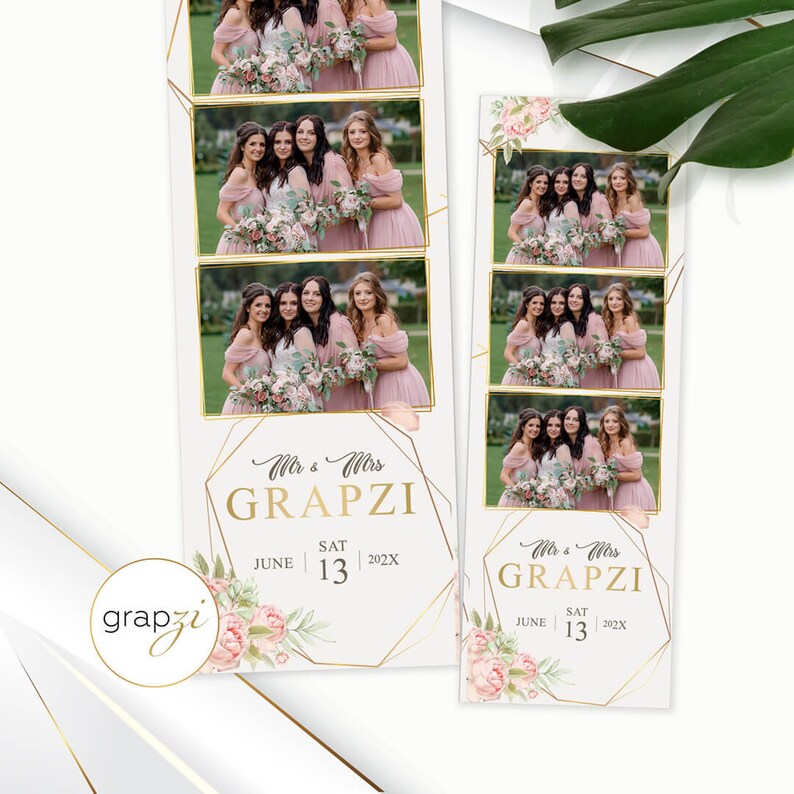 Rose Gold Wedding Photo Booth Frame 2x6 Photo Strips Baptism Etsy