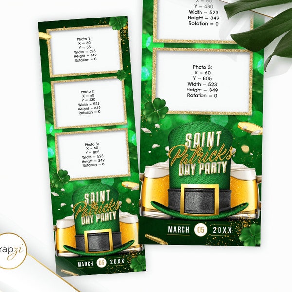 St Patrick's Day Photo Booth Template, St Patrick's Day Birthday, Beer Fest 2x6 Photo Strip (PNG Digital File)