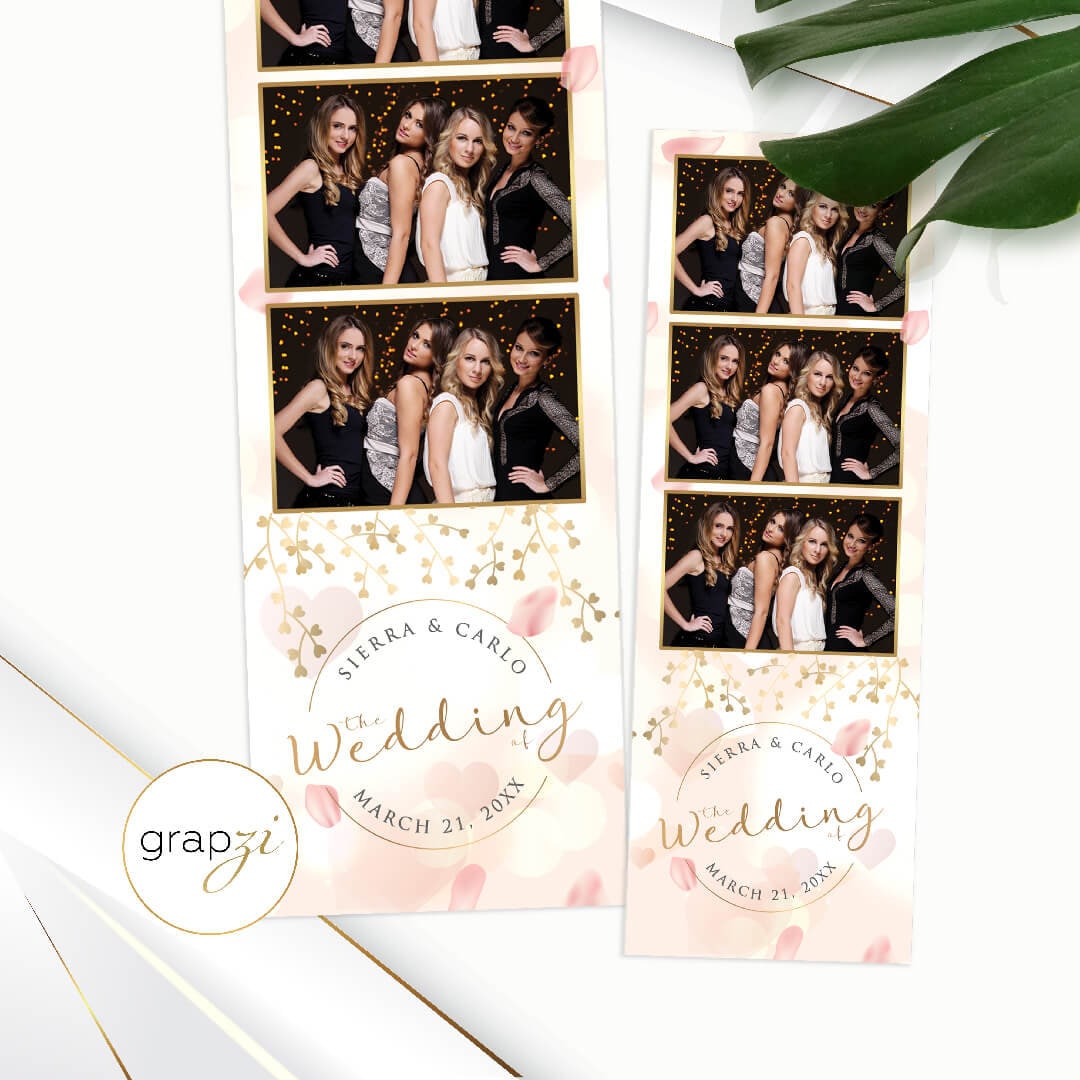 Rose Gold Hearts Pink Wedding Photo Booth Template 2X3 Etsy