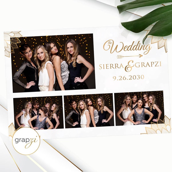 Gold White Feather Photo booth 4x6 Postcard (Digital File)