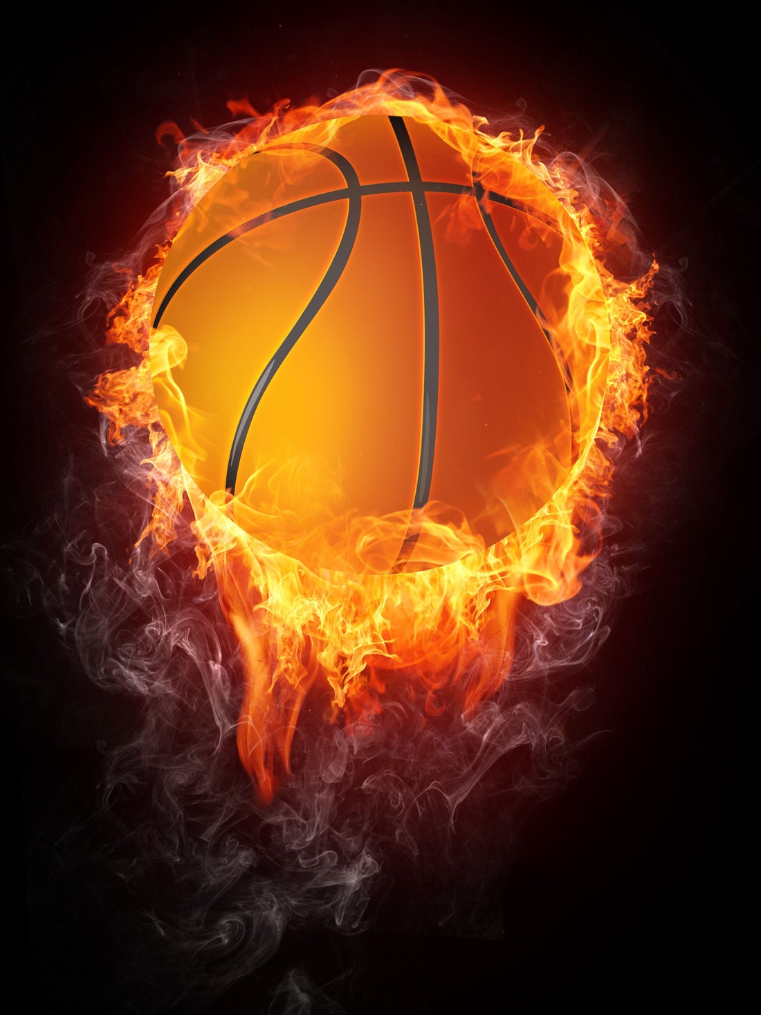 Basketball Backdrop basketball with fire Printed backdrop | Etsy