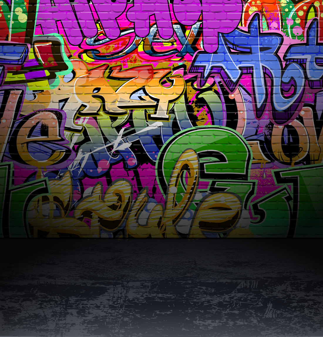 Backdrop Graffiti Brick Wall Art Fabric Backdrop Photography Background 7E