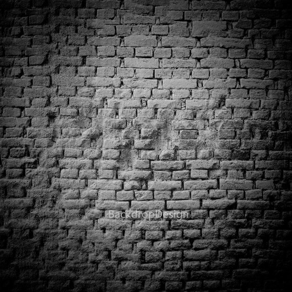 Old Brick Backdrop Vintage Broken Black Brick Wall Printed Etsy