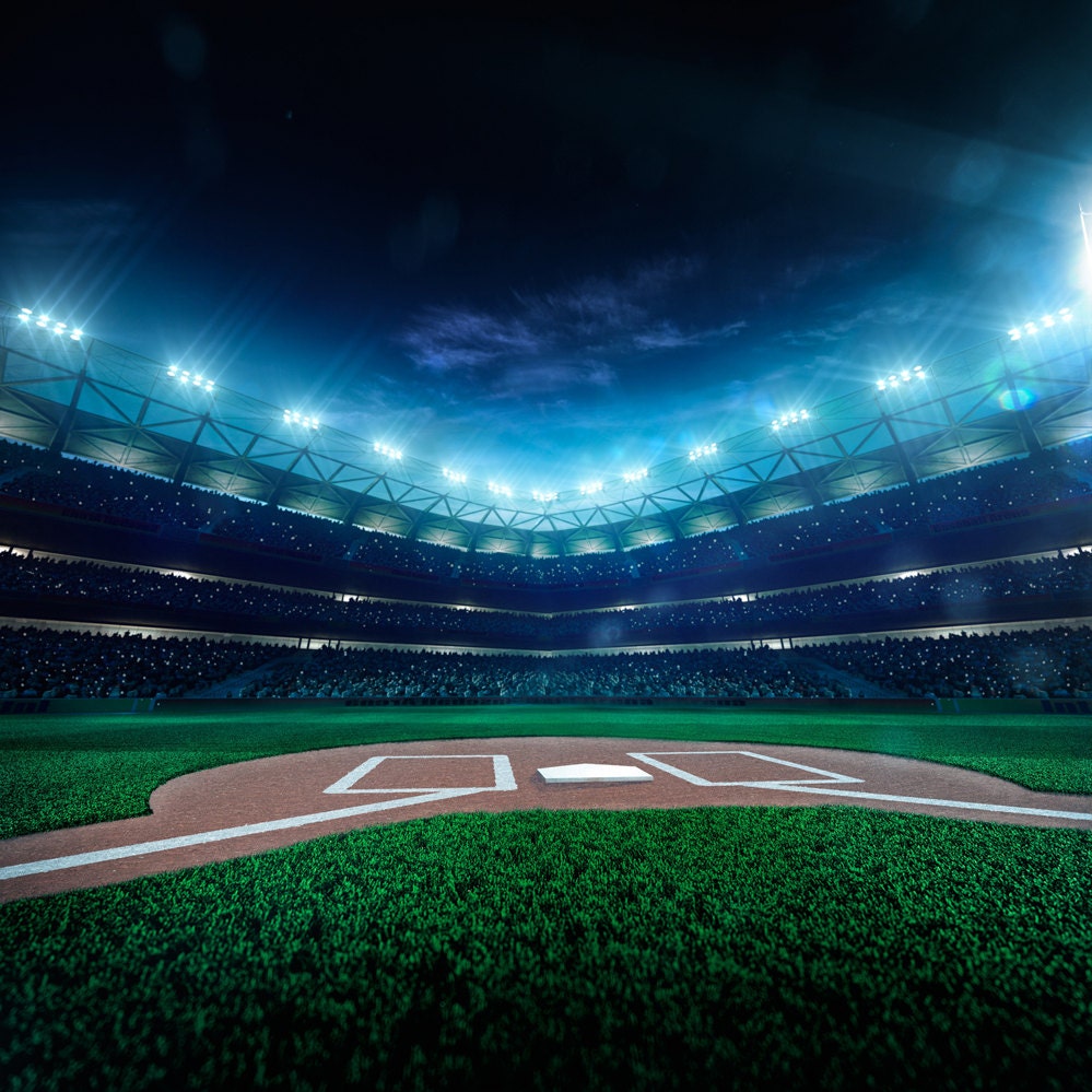 Dark Baseball Stadium Backdrop sports backdrop Printed | Etsy