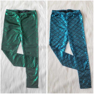 Mermaid Leggings Girls Toddler Baby Little Fish Scale Pants Birthday Party Outfit Present Gift Costume READY TO SHIP