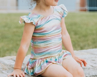Dear Tomorrow 2PCS Bikini Swimsuit Rainbow Unicorn Swimwear for Baby Girls 3-8 Years