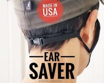 Ear Saver for Face Mask Covers - Adjustable Elastic Strap - Adults Kids - Lanyard Ear Guard Holder Protector Extender Adapter - MADE IN USA