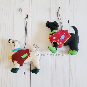 Felt Ornament Dog Puppy Christmas Tree Decoration Holiday Gift Hand Stitched 3D Dog Ornament with Vest READY TO SHIP