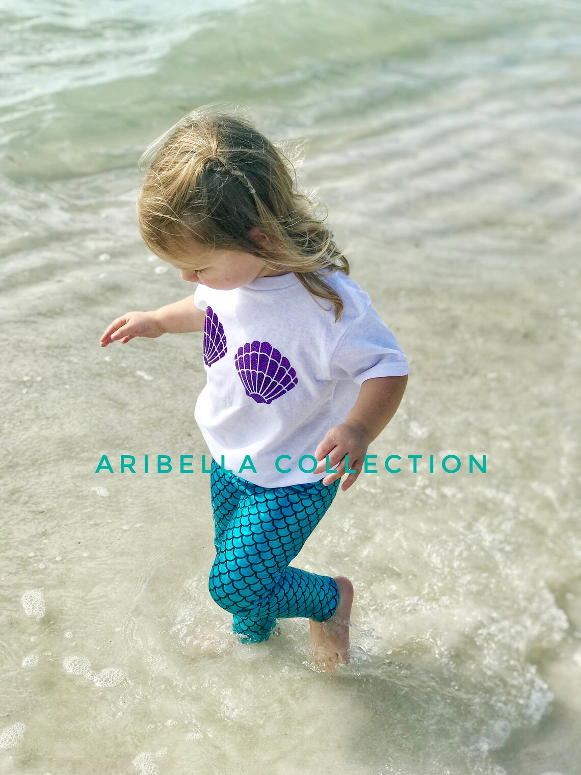 Mermaid Leggings Girls Toddler Baby Purple Turquoise Teal Etsy