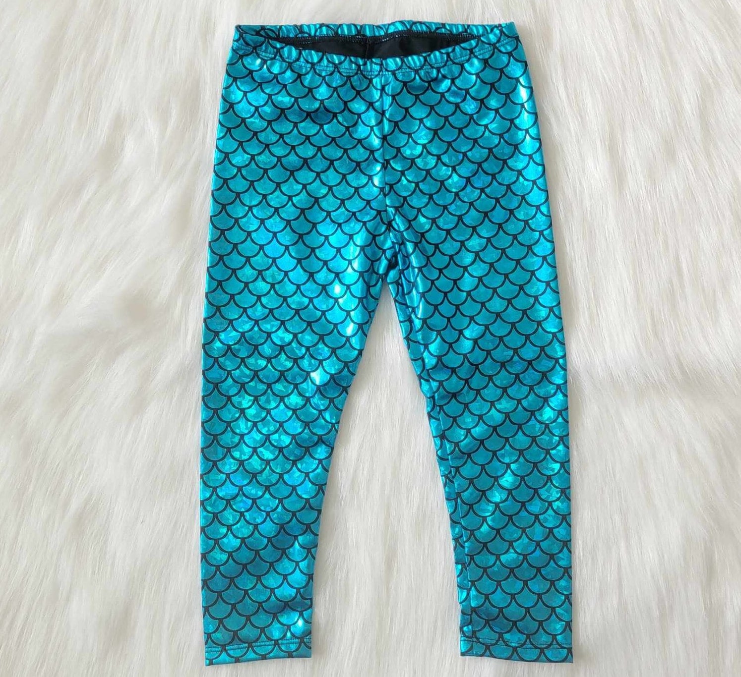 Ladies Fish Scale Mermaid Metallic Shiny Stretch Leggings Trousers Disco Pants E - Foto 9