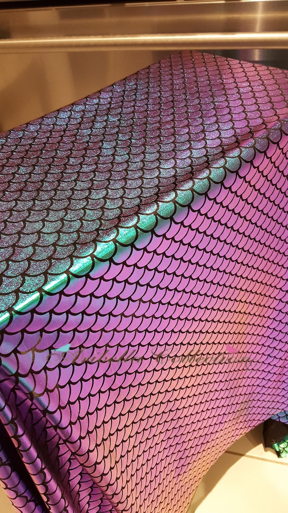 Stretch Mermaid Fish Scales White//pink Iridescent Foil Sold By Yard