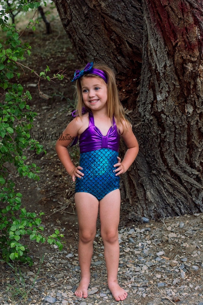 Mermaid Swimsuit Girls Baby Toddler One Piece Little Bathing Etsy