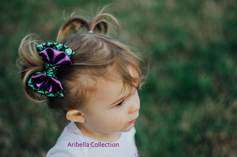 Mermaid Bows for Girls Costume Birthday Outfit Little Hair Clip Party Gift Fish Scales 4x2.5 7x3 Inch Green Aqua Iridescent READY TO SHIP