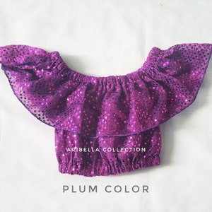 Mermaid Crop Top Girls For Dance Plum Ruffle Little Toddler Mermaids Costume Birthday Outfit Gift Glued 3mm Sequins READY TO SHIP