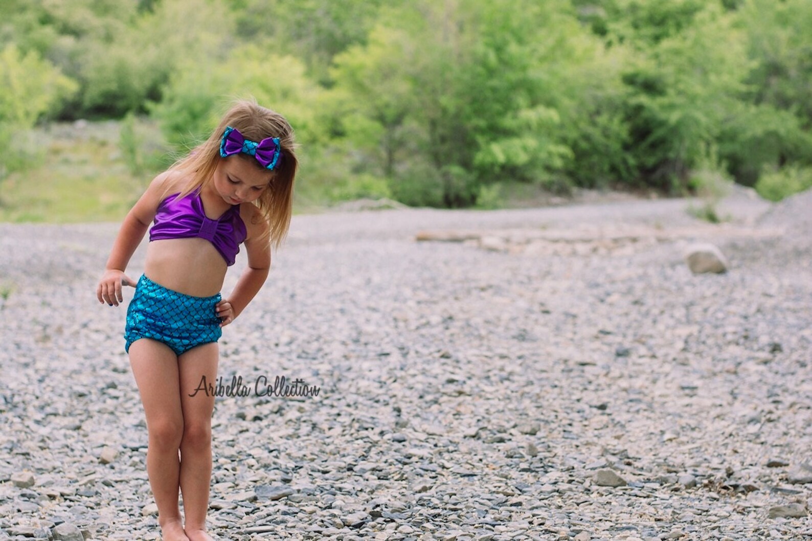 Mermaid Swimsuit Girls One Piece Two Piece Ruffle Top Little Etsy