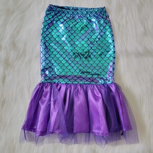 Mermaid Skirt Girls Toddler Fish Scale Tail Aqua Iridescent or Green Little Costume Birthday Party Outfit Set READY TO SHIP Iridescent