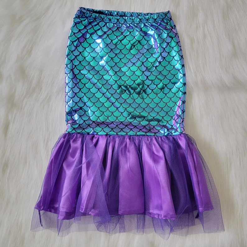 Mermaid Skirt Girls Toddler Fish Scale Tail Aqua Iridescent or Green Little Costume Birthday Party Outfit Set READY TO SHIP Iridescent
