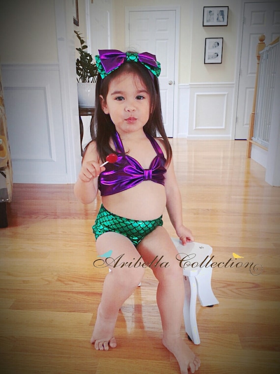 Toddler Baby Girls Mermaid Swimsuits 2 Piece Bikini Ruffle Swimwear Beach Bathing Suit Set