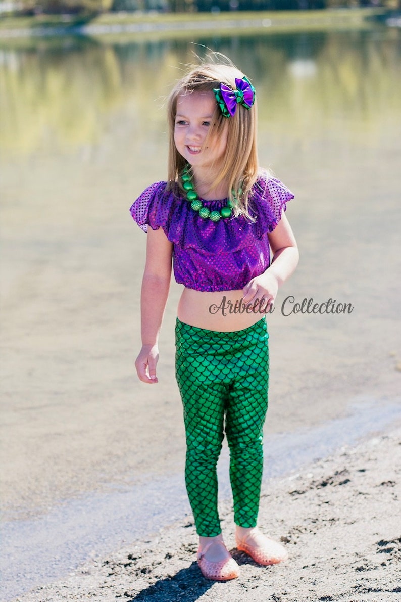 Mermaid Leggings Girls Toddler Baby Purple Turquoise Teal Etsy