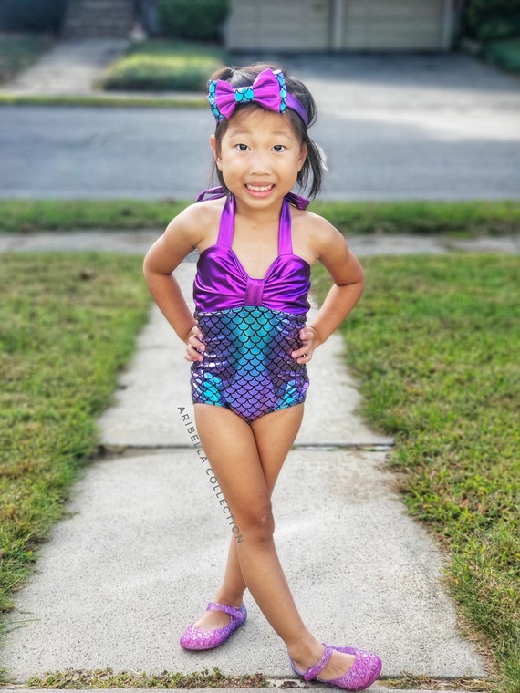 Girls Mermaid Tails for Swimming Little Kids Swimsuit Toddler Lovely Swimmable Bathing Suit Child Pool Cute Swimwear 5-6 Years 
