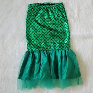 Mermaid Skirt Girls Toddler Fish Scale Tail Aqua Iridescent or Green Little Costume Birthday Party Outfit Set READY TO SHIP Emerald Green