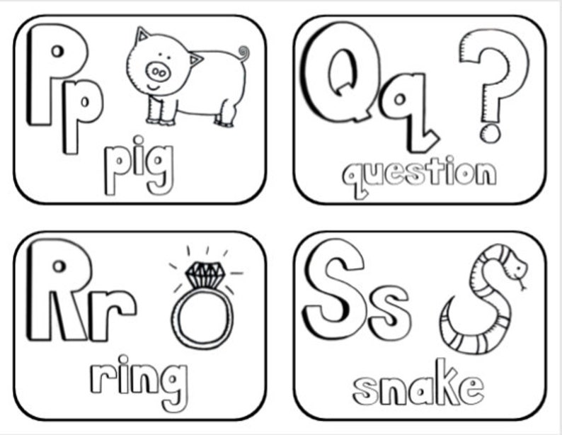 abc black and white coloring flashcards digital download