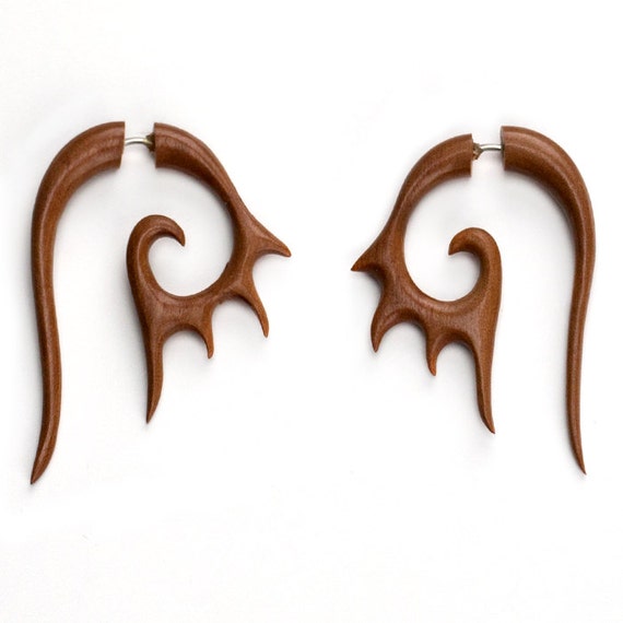 Tribal wood hotsell earrings