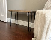 Farmhouse Rustic Entryway Bench 29 1 2 quot High Hairpin Leg Bench, Rustic Modern Side End Sofa Table Nightstand Farmhouse, Mid Century Bench